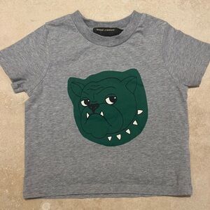 Mini Rodini Gray T-Shirt with Green Bulldog Graphic